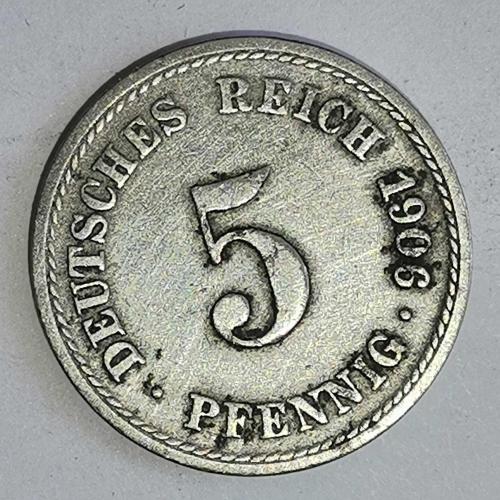 ALMANYA  1906 F     5  PFENNIG