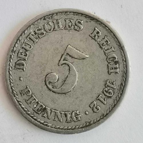 ALMANYA  1912 F          5  PFENNIG