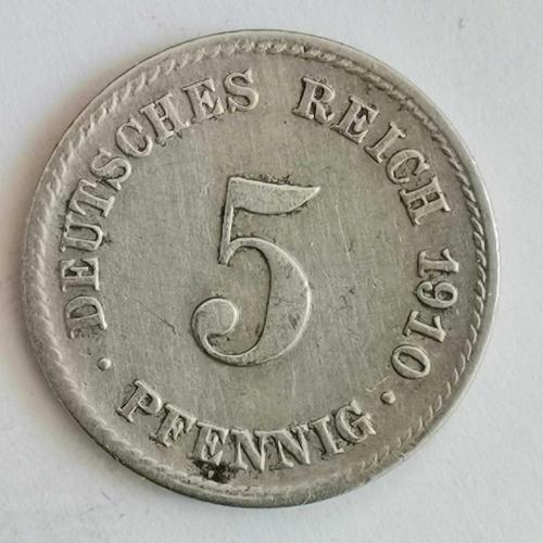 ALMANYA  1910  F          5  PFENNIG