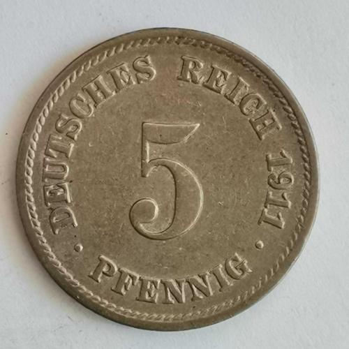 ALMANYA  1911 F          5  PFENNIG