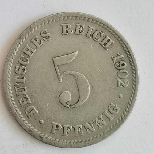 ALMANYA  1902 D          5  PFENNIG
