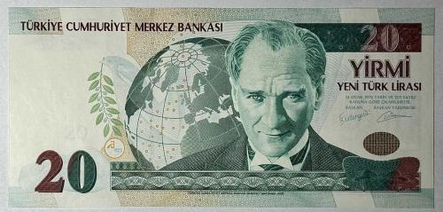 8. Emisyon 20 YTL Yeni Türk Lirası A07 576004 Çil Kondisyonda Koleksiyonluk Eski Para