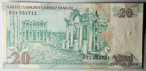 8. Emisyon 20 YTL Yeni Türk Lirası B31 551711 Çil Kondisyonda Koleksiyonluk Eski Para