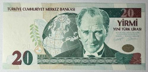 8. Emisyon 20 YTL Yeni Türk Lirası B31 551711 Çil Kondisyonda Koleksiyonluk Eski Para