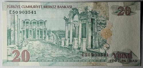 8. Emisyon 20 YTL Yeni Türk Lirası E50 903541 Çil Kondisyonda Koleksiyonluk Eski Para