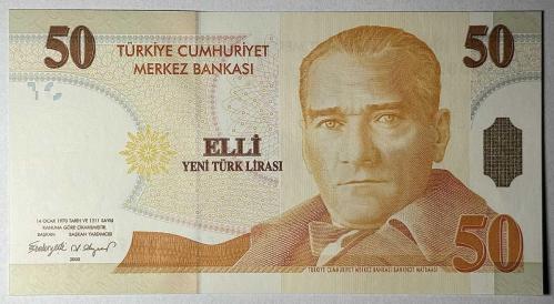 8. Emisyon 50 YTL Yeni Türk Lirası C58 539274 Çil Kondisyonda Koleksiyonluk Eski Para