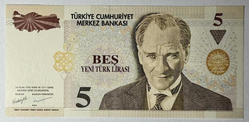 8. Emisyon 5 (YTL) Yeni Türk Lirası A01 673274 Çil Kondisyonda Koleksiyonluk Eski Para