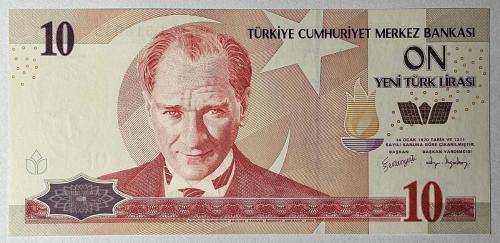 8. Emisyon 10 (YTL) Yeni Türk Lirası A01 516045 Çil Kondisyonda Koleksiyonluk Eski Para