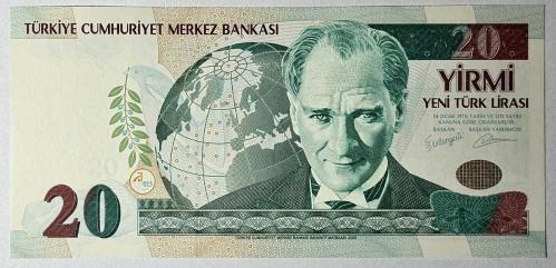 8. Emisyon 20 YTL Yeni Türk Lirası A01 600532 Çil Kondisyonda Koleksiyonluk Eski Para