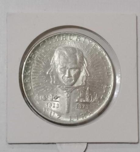 1973 - Türkiye Cumhuriyeti'nin 50.Yılı ''Yüz Lira'' Gümüş Hatıra Para