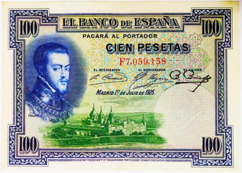 1925 İspanya 100 Pesetas..