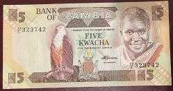ZAMBIA 5 KWAÇHA ÇİL.KAĞIT   PARA