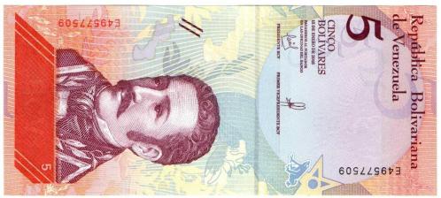 Venezuela 2018 Yılı 5 Bolivar Çil