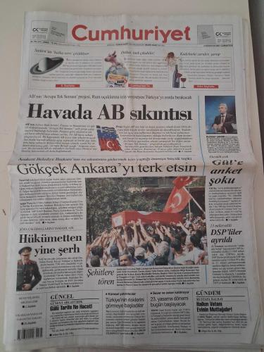 CUMHURİYET GAZETESİ 4 Ağustos 2007 Cumartesi ( HAVADA AB SIKINTISI  / EFES PİLSEN NBA AĞIRLIYOR / GÖKÇEK ANKARA'YI TERK ETSİN )