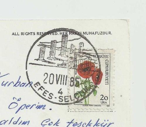 EFES - SELÇUK DAMGALI POSTADAN GEÇMİŞ KARTPOSTAL...