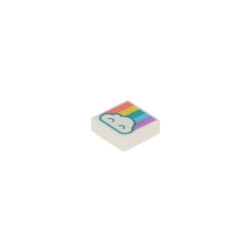 Lego® 3070pb134 Fayans - 1x1 Bulut ve Pastel Gökkuşağı Desenli (Beyaz)