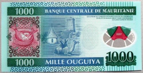 MORİTANYA=2014  1000 Ouguiya  P-18  ÇİL'  POLYMER
