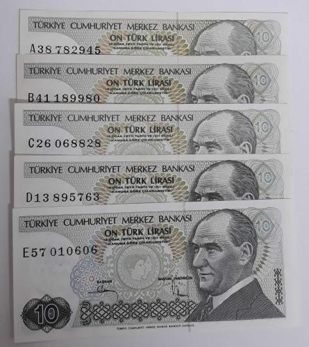 7. EMİSYON TAM HARF SET 10 LİRALAR