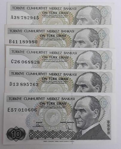 7. EMİSYON TAM HARF SET 10 LİRALAR