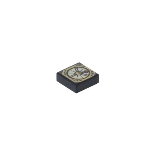 Lego® 3070pb117 Fayans - 1x1 İnce Bordo İğne Desenli  Altın ve Bej Sihirli Pusula (Siyah)