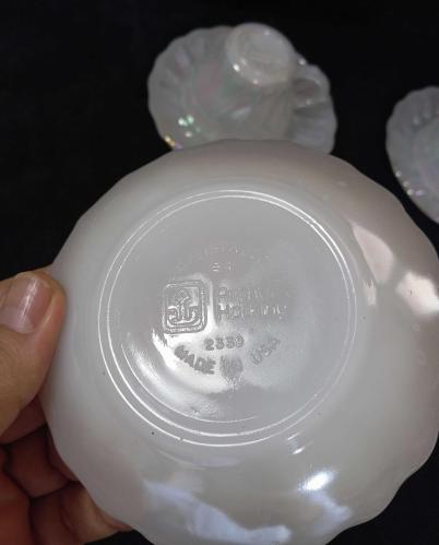 ANCHOR Hocking USA imali Türk kahve takımı ( 6 fincan 6 tabak)  -Sedefli beyaz