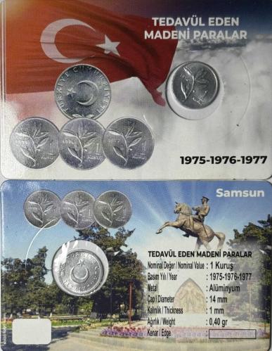 Türkiye 1976 Yılı Tedavül Alüminyum 1 Kuruş Özel Kitinde Çil ( UNC )