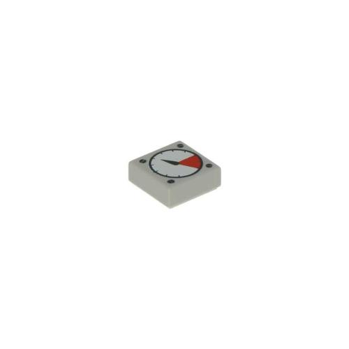 Lego® 3070p07 Fayans - 1x1 Beyaz ve Kırmızı Ölçü, Siyah Kalın İğne ve Vida Başları Desenli (Açık Mavimsi Gri)