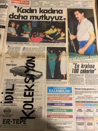 SABAH YILDIZ AKTÜELİTE VE MAGAZİN GAZETESİ - DOĞUM GÜNÜ HEDİYESİ (TURKİSH - NEWSPAPER) - 6 NİSAN 1986 - TAM TAKIM 8 SAYFADIR -Hülya Avşar-İbrahim Tatlıses-Türkan Şoray-Vehbi Koç-Kim Wong-Chantal Leblanc-Ilona Strehmar-Müjde Ar-Emel Sayın-Mana Şenay Şener-Raquel Welch-Zerrin Özer-Yonca Yücel-Selahattin Alpay-Samime Sanay-Ajda Pekkan-Bahar Öztan-Nükhet Sürmeli-Özlem Onursal-Nazan Şoray-Turan Çevik-Müşerref Akay-Rahmi Turan-Tevfik Yener-Dinç Bilgin-Zafer Mutlu-Ali Şuha Ertayan-Gülten Birol-Erkan Çevik-Aynur Beydağ-Mehtap Ar-Gökmen-Sevgili ithal ediyorlar-Zengin erkekler için yepyeni bir aşk pazarı-Hülya’yı morarttılar-Başbakanlık Müsteşarı’nın aşık olduğu tek kadın-Kim demiş Vehbi Koç yemez içmez diye-Kötü ruhlar müzik setimi bozdular-Kaddafi’nin casusları-Tanrı sevenleri korudu mu-Topolino otomobilini aldı-İkinci armağan yağmuru-Anne yeter uçuyorsun-Bu kıza 23 teklif geldi-Kadın kadına daha mutluyuz-Erkeksiz de dans edilir-En kralına 100 çekerim-Hemen kesip gönderin-Her Perşembe bir Görs