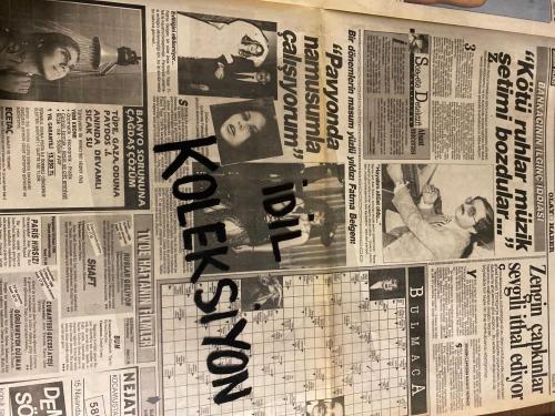 SABAH YILDIZ AKTÜELİTE VE MAGAZİN GAZETESİ - DOĞUM GÜNÜ HEDİYESİ (TURKİSH - NEWSPAPER) - 6 NİSAN 1986 - TAM TAKIM 8 SAYFADIR -Hülya Avşar-İbrahim Tatlıses-Türkan Şoray-Vehbi Koç-Kim Wong-Chantal Leblanc-Ilona Strehmar-Müjde Ar-Emel Sayın-Mana Şenay Şener-Raquel Welch-Zerrin Özer-Yonca Yücel-Selahattin Alpay-Samime Sanay-Ajda Pekkan-Bahar Öztan-Nükhet Sürmeli-Özlem Onursal-Nazan Şoray-Turan Çevik-Müşerref Akay-Rahmi Turan-Tevfik Yener-Dinç Bilgin-Zafer Mutlu-Ali Şuha Ertayan-Gülten Birol-Erkan Çevik-Aynur Beydağ-Mehtap Ar-Gökmen-Sevgili ithal ediyorlar-Zengin erkekler için yepyeni bir aşk pazarı-Hülya’yı morarttılar-Başbakanlık Müsteşarı’nın aşık olduğu tek kadın-Kim demiş Vehbi Koç yemez içmez diye-Kötü ruhlar müzik setimi bozdular-Kaddafi’nin casusları-Tanrı sevenleri korudu mu-Topolino otomobilini aldı-İkinci armağan yağmuru-Anne yeter uçuyorsun-Bu kıza 23 teklif geldi-Kadın kadına daha mutluyuz-Erkeksiz de dans edilir-En kralına 100 çekerim-Hemen kesip gönderin-Her Perşembe bir Görs