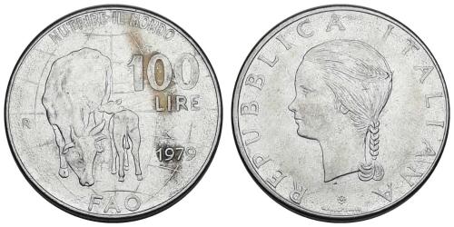 İtalya 1979 Yılı 100 Lire FAO - Dünya'yı Besleme ÇİLALTI