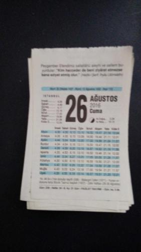 26 Ağustos   2016 Fazilet  orijinal takvim yaprağı doğum günü - özel gün hediyesi