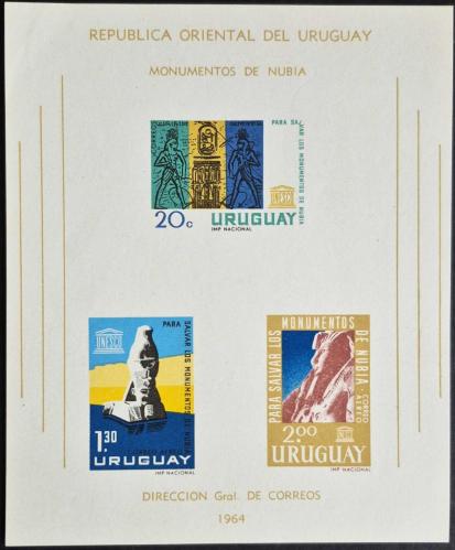 +++ URUGUAY UNESCO , NUBIA ANITLARI BLOK     1964   - DAMGASIZ , HALİYLE