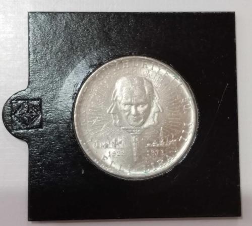 1973 - Türkiye Cumhuriyeti'nin 50.Yılı ''elli lira'' Gümüş Hatıra Para