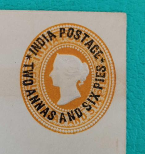 İngiliz Sömürgesi Hindistan 1882 Kraliçe Victoria kabartma zarf  antiye _ damgasız