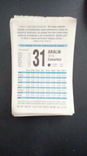 31 Aralık  2016 Fazilet  orijinal takvim yaprağı doğum günü - özel gün hediyesi