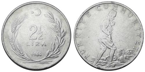 1964 Yılı 2½ TL ÇÇT (+)