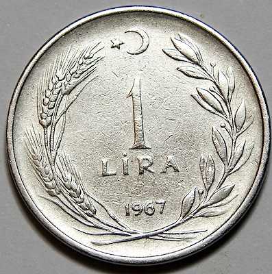 1 TL 1967 TERS 8 GRAM EŞŞİZ katalog değeri 350 dolar