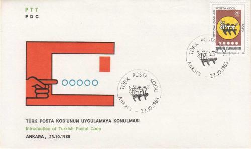 1985 TÜRK POSTA KODUNUN UYGULAMAYA KONULMASI 23.10.1985