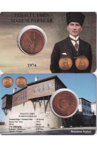 Türkiye 1969 Yılı Bakır Tedavül 10 Kuruş Çil Özel Renkli Kapamasında ( UNC ) Koleksiyon Para
