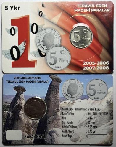 2005 Yılı Tedavül 5 Yeni Kuruş Özel Kitinde Çil ( UNC )