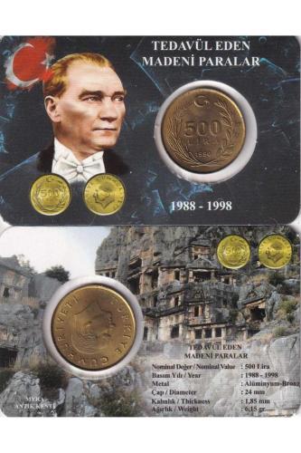 Türkiye 1990 Yılı Pirinç Tedavül 500 Lira Çil Özel Renkli Kapamasında ( UNC )