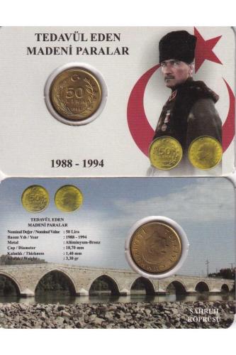 1988 Yılı Nadir Meksika Baskı Tedavül 50 Lira Özel Renkli Kapamasında Çil ( UNC )