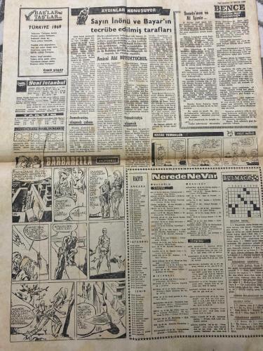 YENİ İSTANBUL GAZETESİ - DOĞUM GÜNÜ HEDİYESİ (TURKISH NEWSPAPPER) - 20 MAYIS 1969 - SADECE İKİ SAYFADIR -Kemal Uzan-İsmet İnönü-Celal Bayar-Amiral Afif Büyüktuğrul-Ümit Yaşar-Senato’da kader oylaması-Kabul veya red-Bazı AP’liler red oyu kullanacak CHP’de hastalanan senatörler var-CHP’nin açıklaması Ordu tahrike kapılmayacak-Bozbeyli Sunay’ın veto hakkı yoktur-Faciaların sonu gelmiyor Otobüs dereye uçtu-22 ölü var-19 Mayıs kutlandı-Bir Türk Bayrağı Ay yolunda-Başlar ve taşlar Türkiye 1969-Sayın İnönü ve Bayar’ın tecrübe edilmiş tarafları-Demokrasiye ulaşma çabası-Senatomuz ve Af işimiz-Bence-Aydınlar konuşuyor-Barbarella-Nerede Ne Var-Bulmaca-Radyo Ankara İstanbul İzmir-Tiyatro