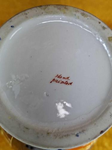 ANTİKA JAPON SATSUMA HAND PAINTED ALTIN YALDIZ DEKORLU, KOBALT PORSELEN  VAZO