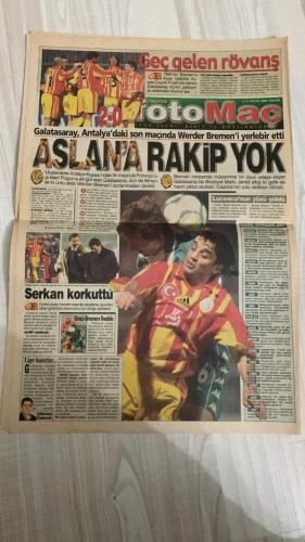 FOTOMAÇ SPOR GAZETESİ - TURKISH NEWSPAPER - DOĞUM GÜNÜ HEDİYESİ  - EKSİKSİZ TAM TAKIM GAZETE -21 OCAK 2001  GOLCÜ DEĞİL, YOKEDİCİ (JARDEL) – BİZE TERİM LAZIM (HAMOĞLU’NUN AÇIKLAMALARI) – TERİM HEMEN KOVULMALI (MONTANELLI) – SERGEN RESTİ ÇEKTİ – CİM-BOM’A KOLEJ DARBESİ – FENER GÜLÜYOR (ANDERSSON’SUZ GALİBİYETLER) – NEŞTERDEN SEHPAYA (BİLGİLİ) – HAKAN’IN 90 DAKİKASI (INTER-LAZIO MAĞLUBİYETİ) – ASLAN’A RAKİP YOK (WERDER BREMEN GALİBİYETİ) – LUCESCU’NUN YÜZÜNE GÜLDÜ – SERKAN KORKUTTU (SAKATLIK) – GRAZ-BREMEN FİNALİNDE – NESTER’E SON KURBAN (BEŞİKTAŞ KAMP ANALİZİ)  MARIO JARDEL – AHMET HAMOĞLU – SERDAR BİLGİLİ – AHMET DURSUN – SEBA – INDRO MONTANELLI – HAYRİ ÜLGEN – SERGEN – HALDUN DOMAÇ – AZİZ YILDIRIM – ERMAN TOROĞLU – TAFFAREL – CAPONE – POPESCU – BÜLENT KORKMAZ – HAKAN ŞÜKÜR – CÜNEYT TANMAN – SERKAN – MARCIO – ÜMİT – EMRE BELÖZOĞLU – OKAN – NOUMA – NİHAT – İBRAHİM – KARHAN – YASİN – MEHMET – MÜNCH – METE DÜREN – NEVIO SCALA – GÖKMEN ÖZDEMİR  GALATASARAY – FENERBAHÇE – BEŞİKTAŞ – TRABZON