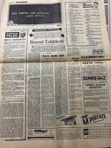 MİLLİYET GAZETESİ - DOĞUM GÜNÜ HEDİYESİ (TURKISH NEWSPAPPER) - 8 MAYIS 1970 - SADECE İKİ SAYFADIR -Ali Naci Karacan-Richard Nixon-Abdi İpekçi-Burhan Felek-Prof Dr Muzaffer Aksoy-Prof Dr Mustafa Pekin-Amerika gençliği Nixon’a başkaldırdı-Sadece bizde olmuyor-Olaylar üzerine Nixon hükümetinde ikilik çıktı-19 öğrenci 65 puanlık barajı aşıp finale kaldı-Grev Grev Grev Grev-DSİ deki kademeli grev dün başladı-Sessiz çoğunluk sesleniyor-Pakistan ortak uçak şirketi kurmak istedi-İTÜ öğrencileri dün de sınavda-Bir kadın Para Rulet’ten 49 bin lira elde etti-Üniversiteye bomba atmaktan sanık ülkücü tutuklandı-Konya’da stadyuma patlayıcı madde atıldı-Söke belediye başkanını bir bekçi öldürdü-İkinci turizm ilavemizi bugün isteyiniz-Sekiz öğretmen daha meslekten ihraç edildi-Düşünenlerin düşünceleri-Benzol tehlikesi-Vergiye ve kaçakçılığa dair-Ucuzluk yeni perakende satış fiyatları-Kur’an tarihi-Teknik eleman aranıyor-İlan-Pertix transistor pilleri-Güneş gaz