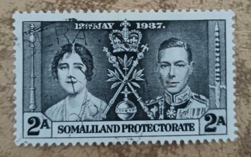 İngiliz Sömürgesi Somaliland _ 1937_ Kral George VI Taç Giyme damgalı