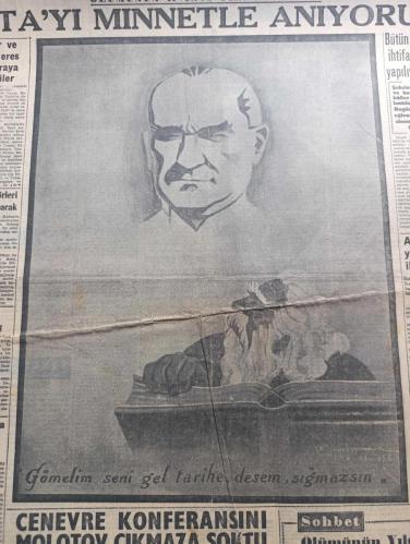 Halka ve Olaylara Tercüman Gazetesi - Turkish Newspaper - 10 Kasım 1955 - Atatürk portresi çizen Cemal Nadir - ölümünün 17. Yıldönümünde Atatürk'ü minnetle anıyoruz - bütün yurtta Atatürk anmaları yapılıyor - Reisicumhur Celal Bayar ve Adnan Menderes Ankara'ya döndüler - Reisicumhur Celal Bayar 9.05'te Anıtkabir'de çelenk koyması ile başlayacak olan merasime hususi ve resmi teşekküller iştirak edecek - Atatürk'ün ölümünün yıl dönümü yazan Yakup Kadri Karaosmanoğlu - Cenevre konferansını Molotov çıkmaza soktu - Suudi Arabistan İngiltere münasebeti - hatıralarım yazan H.S. Truman - Stalin'in arzusu -  Taçlı Fahişe Teofano yazan Turan Can - sanat aleminde Maurice Utrillo yazan Selmi Andak - Ankara İzmir Muhtelitleri maçı 7 takımın 20 futbolcusu Dün bir antrenman yaptılar Fotoğrafı - kız voleybol maçında İstanbul ve Erenköy liseleri galip Fotoğrafı - Vefalı Hilmi Kiremitçi aforoz mu edildi - Turgay Şeren fotoğraf - haftanın basketbol ve voleybol müsabakaları ve hakemleri - 10 Kasım 1938