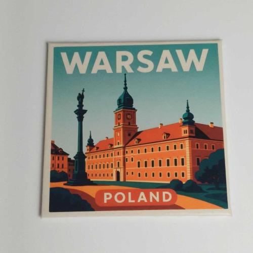 Varşova Polonya – Kraliyet Kalesi – Buzdolap Magneti Baskılı Kare 9x9 cm