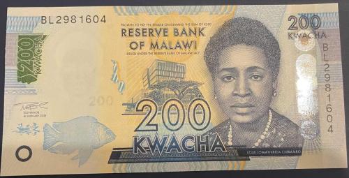MALAWİ 200  KWACHA  ÇİL 2021 KAĞIT PARA